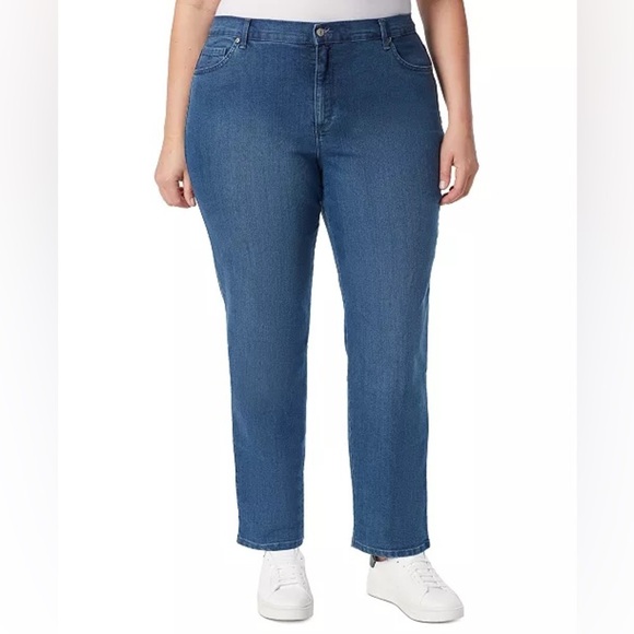 GLORIA VANDERBILT Blue Straight Leg Plus Size Amanda Jeans Size 14 GUC - Picture 1 of 16